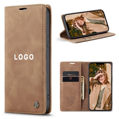 Pu Leather Flip Folio Phone Case With Card Holder